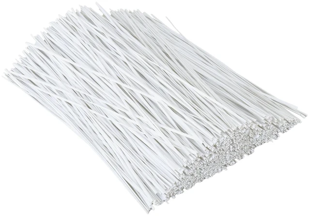 Main image of 1000 pcs 6 inch White Cable Twist Ties Plastic Twist Ties with Rugged Metal Innercores Reusable Fastening Cable Cord Wire Ties