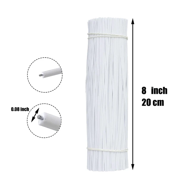 Alt view image 2 of 6 - 1000 pcs 8 inch White Cable Twist Ties Plastic Twist Ties with Rugged Metal Innercores Reusable Fastening Cable Cord Wire Ties