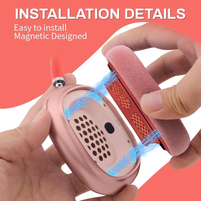 Alt view image 3 of 7 - Ear Cushions for AirPods Max, Original Silicone Noise Reduction (Pink) Upgraded Ear Cup Covers for Apple AirPods Max 1 & 2 Headphones, Strong Magnet Cups Pads, Durable Mesh Fabric, Softer sponge