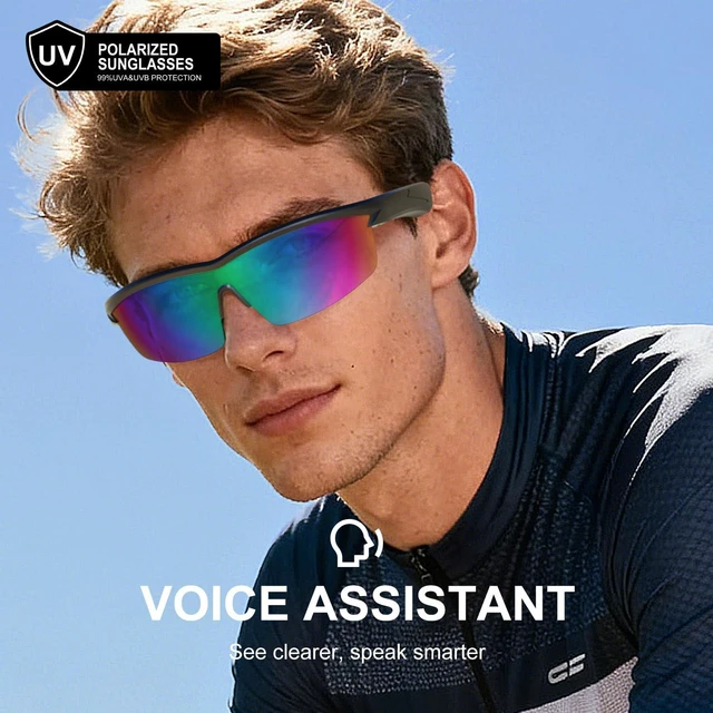 Alt view image 5 of 7 - Waterproof Bluetooth Glasses for Cycling Running Black and Blue Bluetooth Sunglasses, Smart Glasses, Polarized Lenses,Bluetooth Glasses for Women&Men, Long Battery Life