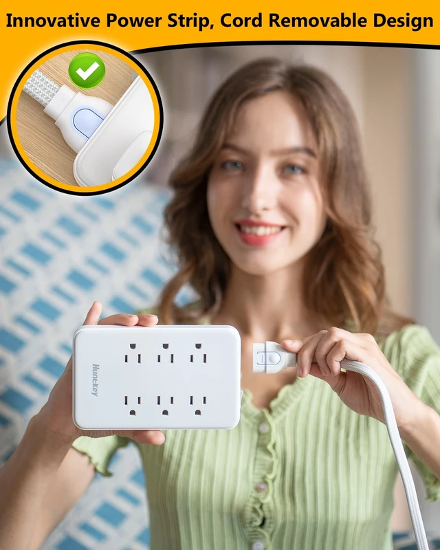 Alt view image 2 of 6 - Innovative Power Strip, Cord Removable Design (4FT), 6 Outlets Surge Protector with 4 USB Ports (2 USB-C, 2 USB-A), ETL Listed