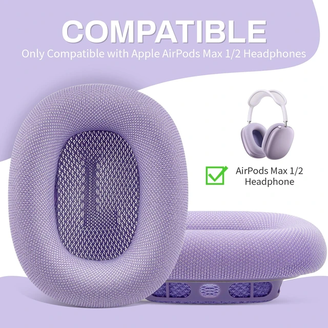 Alt view image 5 of 7 - Ear Cushions for AirPods Max, Original Silicone Noise Reduction (Purple) Upgraded Ear Cup Covers for Apple AirPods Max 1 & 2 Headphones, Strong Magnet Cups Pads, Durable Mesh Fabric, Softer sponge