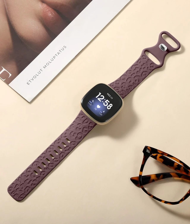 Alt view image 6 of 7 - Leopard Bands Compatible with Fitbit Versa 4/Sense 2/Sense/Versa 3 Cute Fancy Bands Compatible with Fitbit Versa 4 Bands for Women, Soft Silicone Wristband Strap for Sense 2/Sense/Versa 3 Band