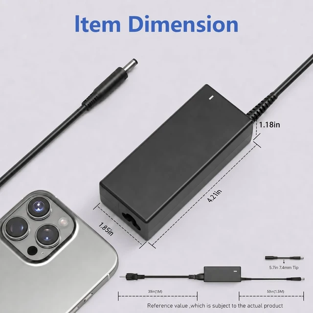 Alt view image 4 of 7 - 65W 4.5mm AC Adapter Compatible with Dell DC15250, Insprion 14 15 16 Laptop Model:DC16250 DC14250 Insprion 3000 5000 7000 3530 5620 5625 5635 5630 5635 5320 5330 5420 5425 Latitude Vostro