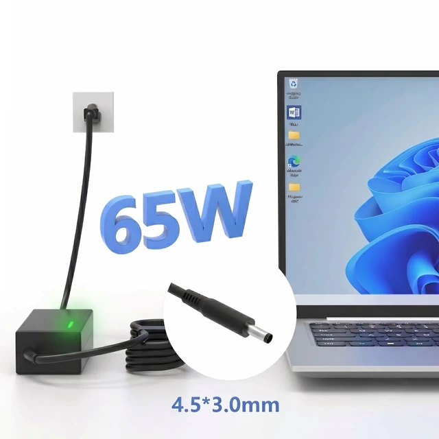 Alt view image 7 of 7 - 65W 4.5mm AC Adapter Compatible with Dell DC15250, Insprion 14 15 16 Laptop Model:DC16250 DC14250 Insprion 3000 5000 7000 3530 5620 5625 5635 5630 5635 5320 5330 5420 5425 Latitude Vostro