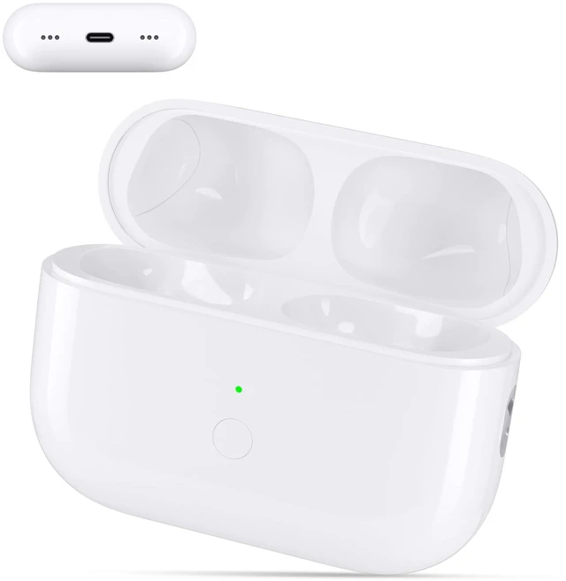 Main image of Replacement Wireless Charging Case Compatible with AirPods Pro1/2 USB-C. Bluetooth Pairing Sync Button, 600 Mah Built-in Battery, White