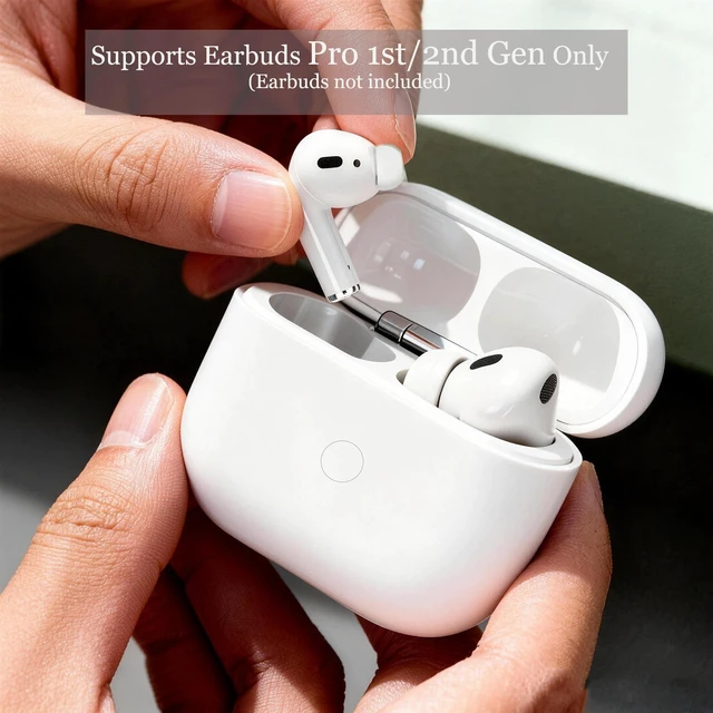 Alt view image 2 of 7 - Replacement Wireless Charging Case Compatible with AirPods Pro1/2 USB-C. Bluetooth Pairing Sync Button, 600 Mah Built-in Battery, White