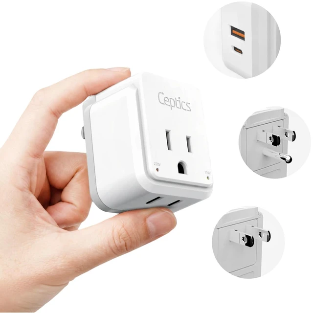 Main image of Japan, Philippines Power Travel Plug Adapter Set, 20W PD & QC, Safe Dual USB & USB-C 3.1A - 2 USA Socket - Compact - Use in USA, Bahamas, Canada Includes Type A, Type B Swadapt Attachments