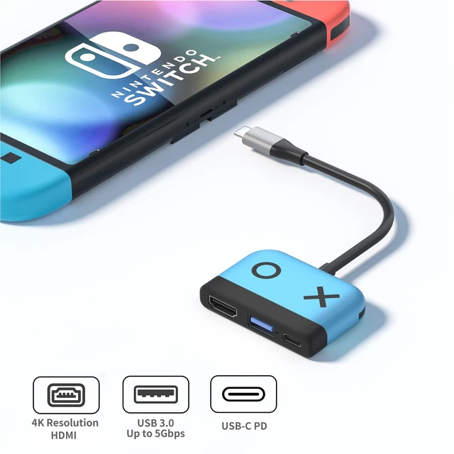 Alt view image 2 of 6 - Switch Dock for Nintendo Switch/Switch OLED,Portable TV Docking Station 4K/60HZ HDMI TV USB 3.0 Port and USB C Charging,Compatible with Nintendo Switch Steam Deck and More