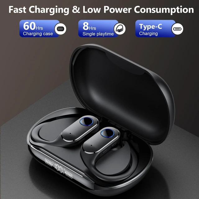 Alt view image 7 of 7 - Active Noise Cancelling Ear Buds Wireless Earbuds Dual Battery Display, Bluetooth Headphones with Deep Bass, IPX7 Waterproof, Ultra Light Comfort Wear, Sports Earphones for Running Workout Gym Black
