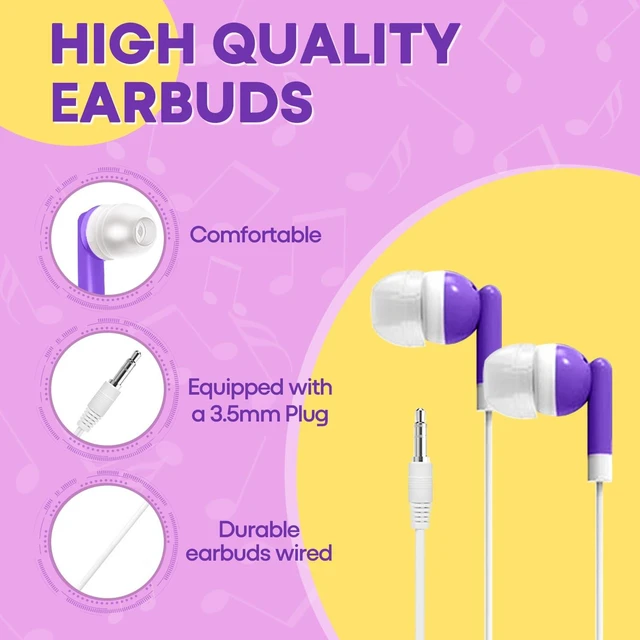 Alt view image 3 of 7 - Classroom Earbuds Bulk 50 Pack for Kids School Children Student Boys Girls Toddler Teen and Adult(Mixed Colors)