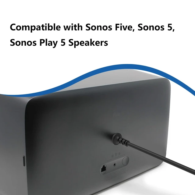Alt view image 3 of 7 - 8.2FT Power Cord for Sonos Speakers Five Play5 Beam Amp Arc, Black Replacement Extension Cable,Compatible with Sonos Playbase Arc Ultra, Ray, Sub Gen 3 & Mini, 2 Prong Universal AC Adapter