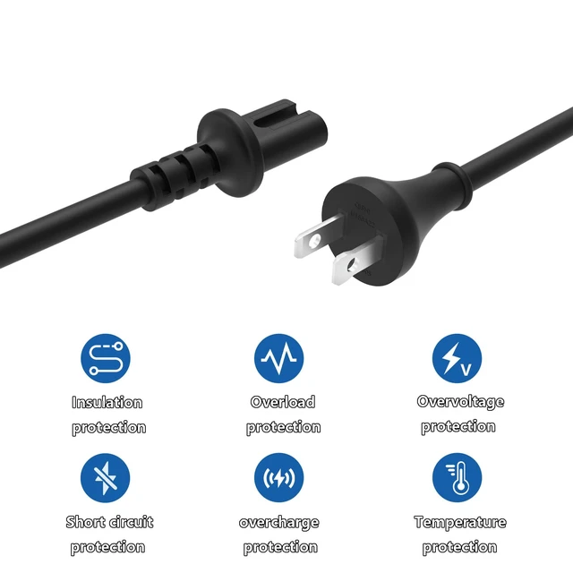 Alt view image 5 of 7 - 8.2FT Power Cord for Sonos Speakers Five Play5 Beam Amp Arc, Black Replacement Extension Cable,Compatible with Sonos Playbase Arc Ultra, Ray, Sub Gen 3 & Mini, 2 Prong Universal AC Adapter