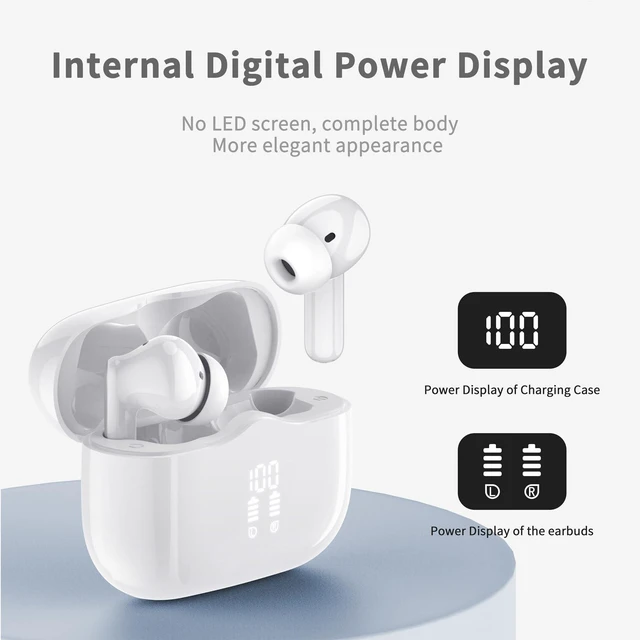 Alt view image 5 of 7 - Wireless Earbuds, Bluetooth 5.4 Headphones in Ear with 4 ENC Noise Cancelling Mic, New Wireless Earphones HiFi Stereo Deep Bass 40H Playtime, In-Ear Bluetooth Earbuds LED Display IP7 Waterproof, White