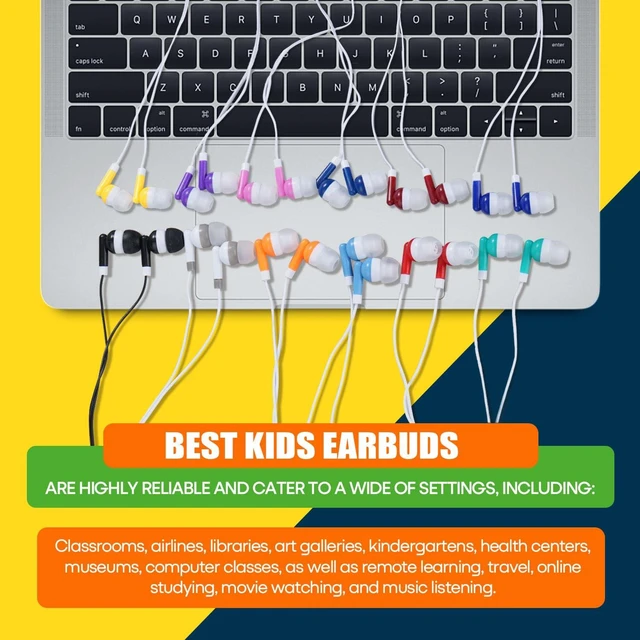 Alt view image 5 of 7 - Wholesale Bulk Earbuds Headphones 200 Pack Class Set for School Classroom Students Kids Children Toddler Boys Girls Teen Adults(Mixed Colors,200 Pack)