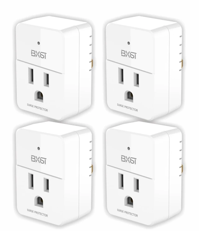 Main image of Single Outlet Surge Protector, Mini Surge Protector for Refrigerators, PC, TV and Home Appliances, Flat Plug Wall Mount Power Suppressor with LED Indicators, 15A, 1800W, 120V, 4 Pack