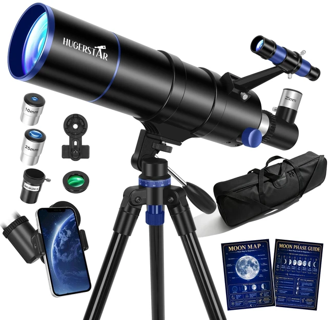 Main image of Telescope for Adults High Powered, 90mm Aperture 600mm Portable Refractor Telescopes for Kids & Astronomy Beginners with Moon Filter, Moon Phase Guide, Tripod, Phone Adapter & Carry Bag