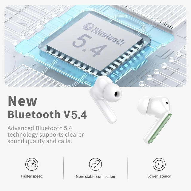 Alt view image 2 of 7 - Wireless Earbuds, Bluetooth 5.4 Headphones in Ear with 4 ENC Noise Cancelling Mic, New Wireless Earphones HiFi Stereo Deep Bass 40H Playtime, In-Ear Bluetooth Earbuds LED Display IP7, USB-C, Green