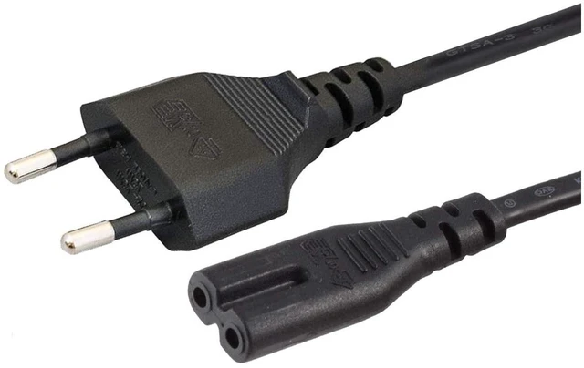 Main image of (5 Pack) European EU 2- Slot Printer Power Cord Cable, Non-Polarized (IEC-320-C7 to CEE 7/16) Works with TV, Printer, Chargers, PS4 Game Console and More for European Travel - 5 Pack
