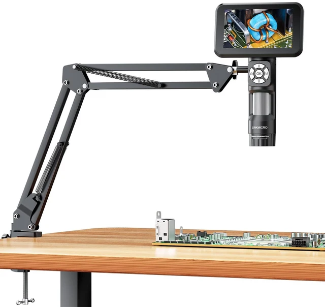 Main image of 4K 5 inch HDMI Digital Soldering Microscope, Flex Arm Stand with C-Clamp LM115A-4K Soldering Microscope Camera for PCB, 3840P Handheld Coin Magnifier Full View with Screen, 8 LED Light, PC View, 32G