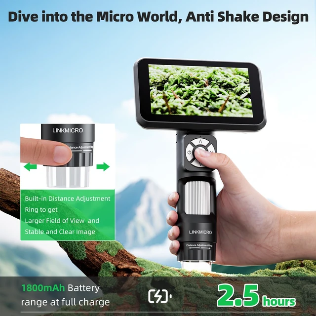 Alt view image 7 of 7 - 4K HDMI Digital Microscope with 5" Screen for Coins, 3840P UHD Video LM115-4K Soldering Microscope Camera 1200X, Coin Magnifier Handheld Adults, 8 LED Lights, 7.3" Metal Stand, PC View, 32G