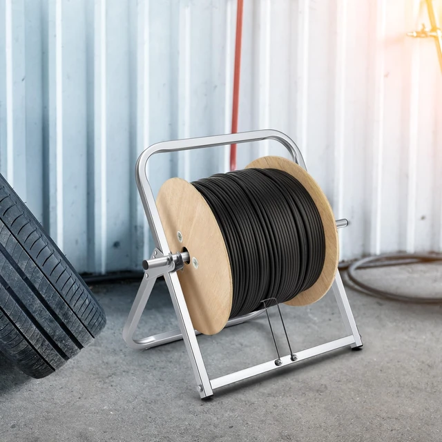 Alt view image 3 of 7 - Durable Single Axle Cable Caddy, 16 x 20 in Wire Spool Rack Holder Cable Spool Holder, Commercial Industrial Steel Wire Rack Dispenser, up to 100 lb Capacity