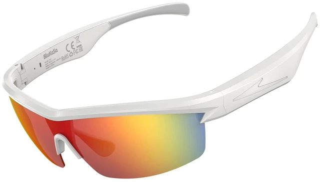 Main image of Waterproof Bluetooth Glasses for Cycling Running White and Red Bluetooth Sunglasses, Smart Glasses, Polarized Lenses,Bluetooth Glasses for Women&Men, Long Battery Life