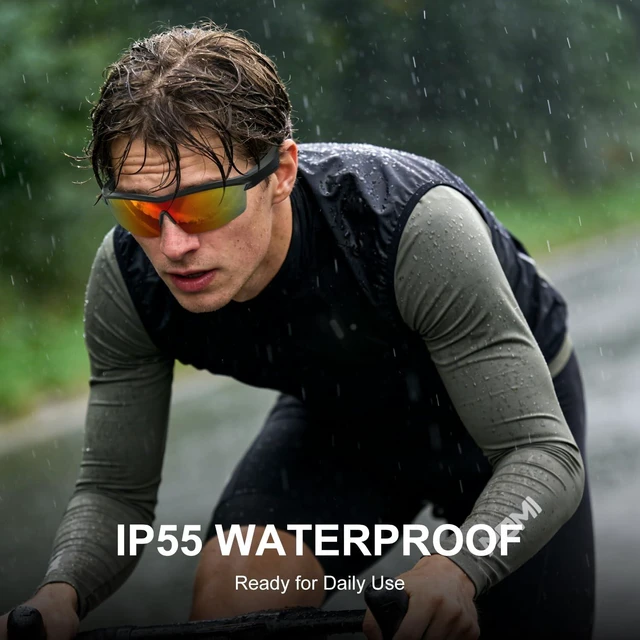 Alt view image 6 of 7 - Waterproof Bluetooth Glasses for Cycling Running Black and Red Bluetooth Sunglasses, Smart Glasses, Polarized Lenses,Bluetooth Glasses for Women&Men, Long Battery Life