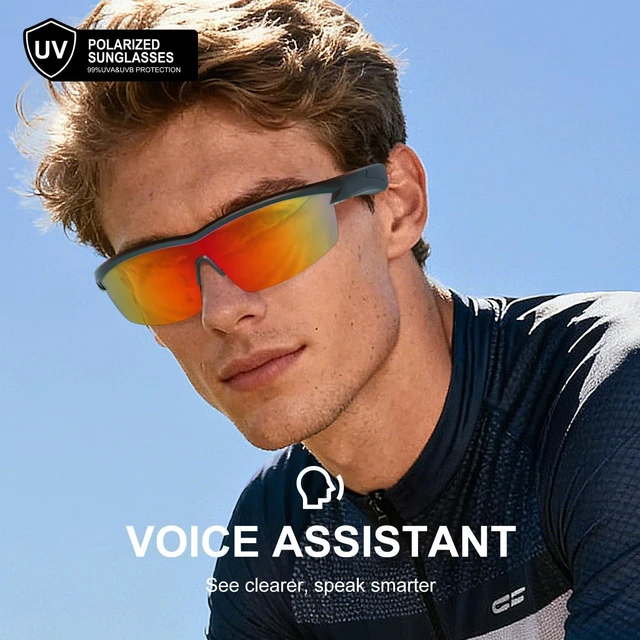 Alt view image 5 of 7 - Waterproof Bluetooth Glasses for Cycling Running Black and Red Bluetooth Sunglasses, Smart Glasses, Polarized Lenses,Bluetooth Glasses for Women&Men, Long Battery Life