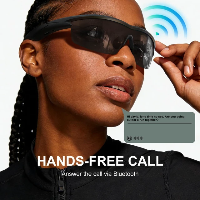 Alt view image 2 of 7 - Waterproof Bluetooth Glasses for Cycling Running Black and Black Bluetooth Sunglasses, Smart Glasses, Polarized Lenses,Bluetooth Glasses for Women&Men, Long Battery Life