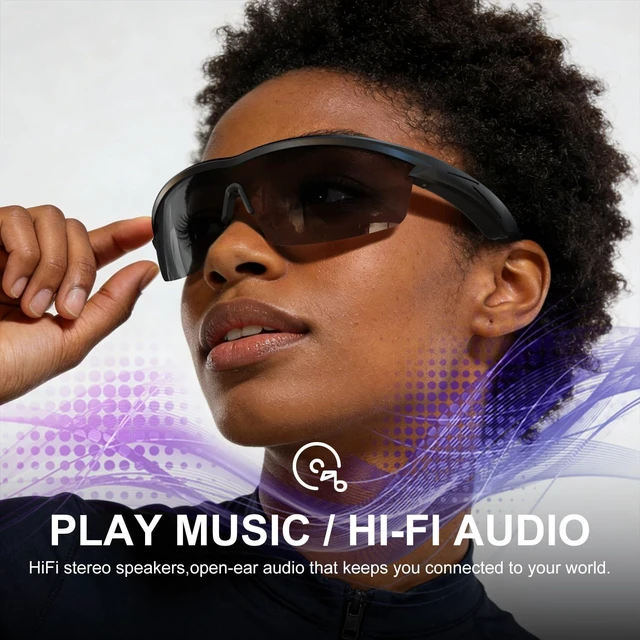 Alt view image 3 of 7 - Waterproof Bluetooth Glasses for Cycling Running Black and Black Bluetooth Sunglasses, Smart Glasses, Polarized Lenses,Bluetooth Glasses for Women&Men, Long Battery Life