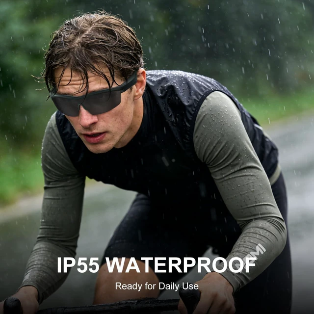 Alt view image 6 of 7 - Waterproof Bluetooth Glasses for Cycling Running Black and Black Bluetooth Sunglasses, Smart Glasses, Polarized Lenses,Bluetooth Glasses for Women&Men, Long Battery Life