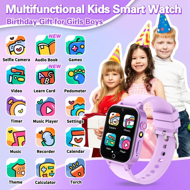 Alt view image 2 of 7 - Kids Smart Watch Girls Gift for Girls Age 6-12, HD Touchscreen Kids Watch with 26 Games Camera Video Music Player Pedometer Educational Toys Christmas Birthday Gifts 5 6 7 8 9 10 Year Old