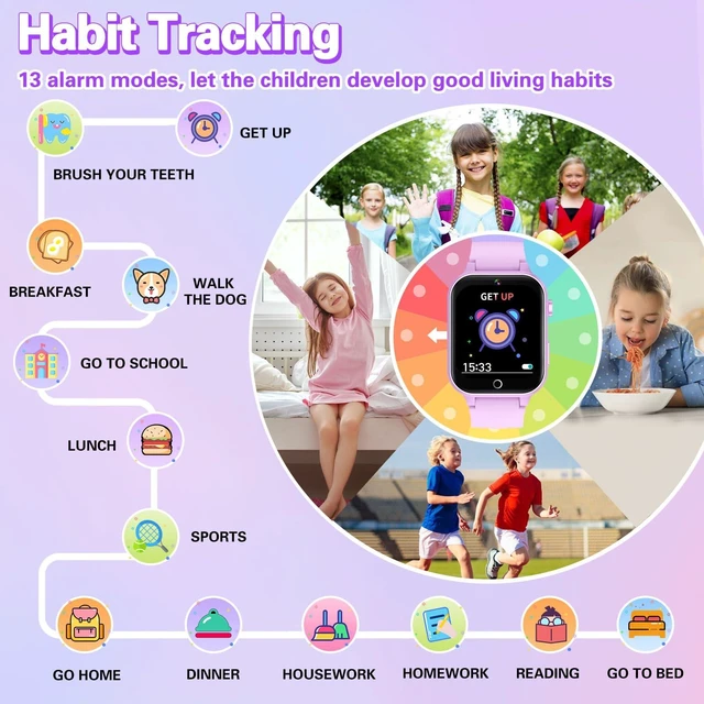 Alt view image 3 of 7 - Kids Smart Watch Girls Gift for Girls Age 6-12, HD Touchscreen Kids Watch with 26 Games Camera Video Music Player Pedometer Educational Toys Christmas Birthday Gifts 5 6 7 8 9 10 Year Old