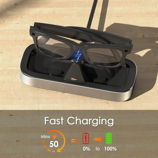 Alt view image 3 of 7 - Charging Station for Ray-Ban Meta Glasses (Silver) Charger Compatible with Wayfarer, Skyler, Headliner & Oakley Meta HSTN, One-Hand Charging Dock with LED Indicator