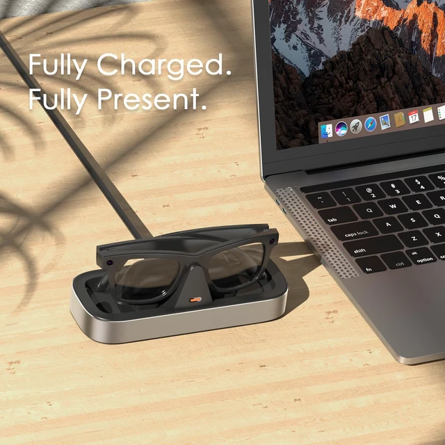 Alt view image 7 of 7 - Charging Station for Ray-Ban Meta Glasses (Silver) Charger Compatible with Wayfarer, Skyler, Headliner & Oakley Meta HSTN, One-Hand Charging Dock with LED Indicator