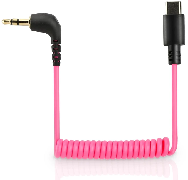Main image of USB C to 3.5mm Mic SC16 Cable for Rode DJI Hollyland Mic to Phone Audio Adapter for DJI Mic 1 2 3 Rode Wireless GO III II ME PRO GO ME Hollyland Lark M1 M2 MAX 150 Mic to Phone 15 16 17 Pink