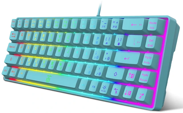 Main image of 65% Membrane Gaming Keyboard, RGB (68 Keys,Blue) Compact Wired Small Gaming Keyboard for PC/Mac Gamer, Typist, Travel, Easy to Carry on Business Trip