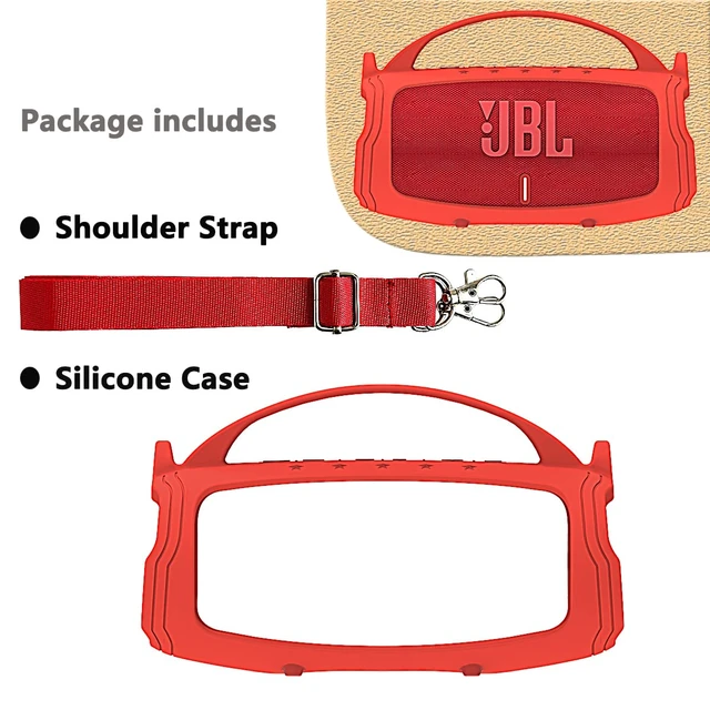 Alt view image 2 of 6 - Silicone Cover Case for JBL Charge 5 Portable Bluetooth Speaker Protective Skin Holder for JBL Charge 5 Speaker Accessories, NOT Fit Wi-Fi Version (Red Case)
