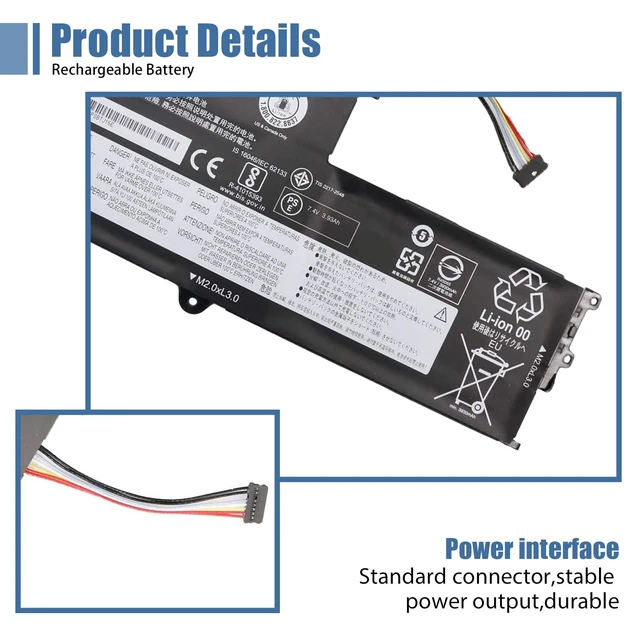 Alt view image 4 of 7 - L14M2P21 Laptop Battery Replacement for Lenovo IdeaPad 330S-14AST 330S-14IKB 330S-15ARR 330S-15AST 330S-15IKB Series 5B10Q39203 5B10Q39204 L14L2P21 5B10Q39206 5B10W67199 7.4V 30Wh/4050mAh