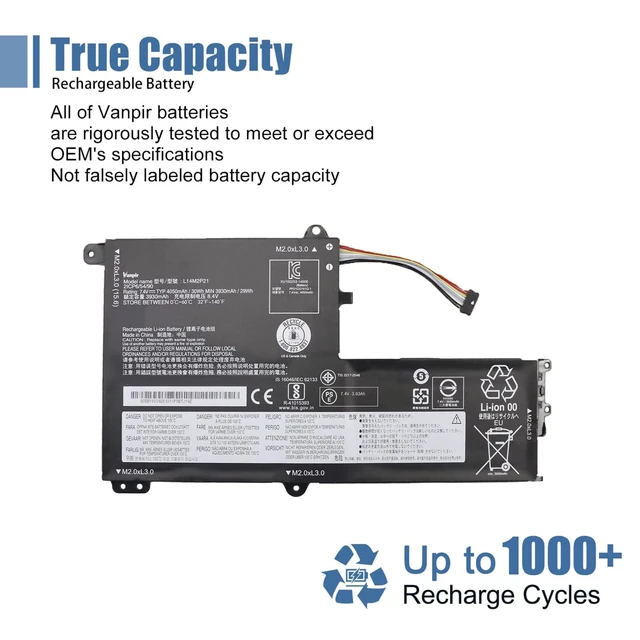 Alt view image 6 of 7 - L14M2P21 Laptop Battery Replacement for Lenovo IdeaPad 330S-14AST 330S-14IKB 330S-15ARR 330S-15AST 330S-15IKB Series 5B10Q39203 5B10Q39204 L14L2P21 5B10Q39206 5B10W67199 7.4V 30Wh/4050mAh