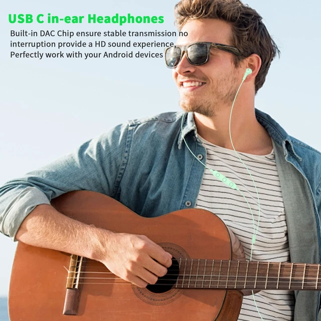 Alt view image 2 of 7 - USB C Headphones Wired Earbuds for iPhone 18 Pro Max 17 16 15,Green for Samsung S26 S25 Ultra S24 Wired Headphones,Corded USB Type C Earphone with Microphone&Remote for iPad 10 11th Pixel 10a 9