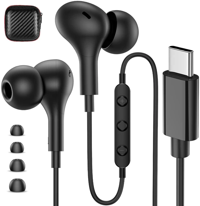 Main image of USB C Headphones Wired Earbuds for iPhone 18 Pro Max 17 16 15,Black for Samsung S26 S25 Ultra S24 Wired Headphones,Corded USB Type C Earphone with Microphone&Remote for iPad 10 11th Pixel 10a 9