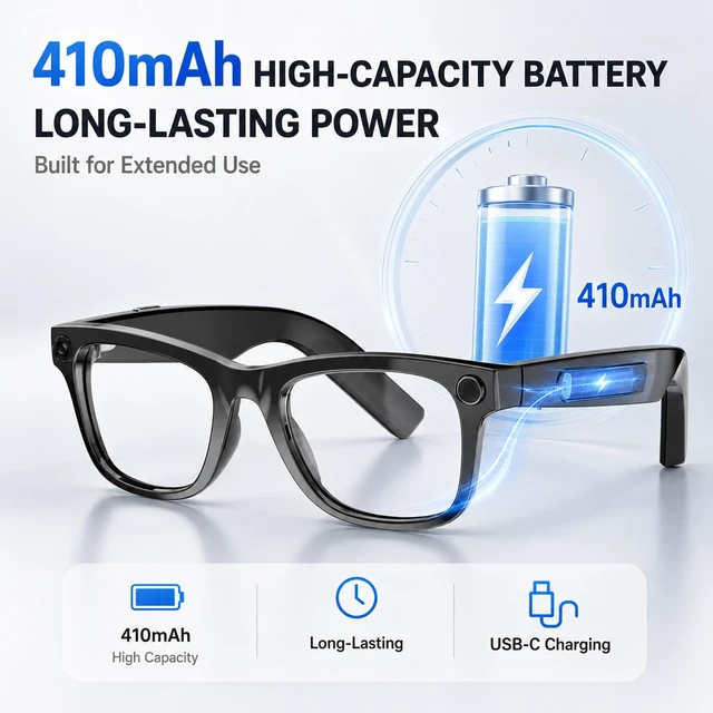 Alt view image 5 of 7 - AI Smart Glasses with Camera,Photo Capture &4k Video Recording Glasses,Real-Time Translation, Open-Ear Audio, Object Recognition, Camera Sunglasses with AI Assistant for Vlogging, Travel, Fishing