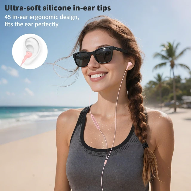 Alt view image 3 of 7 - USB Earbuds with Microphone for PC Laptop,Wired USBA Headset,Pink in Ear Buds Noise Isolating Light Laptop Earphones,Headphones with Mic for Dell HP Computer PC Office Zoom Work Gaming School