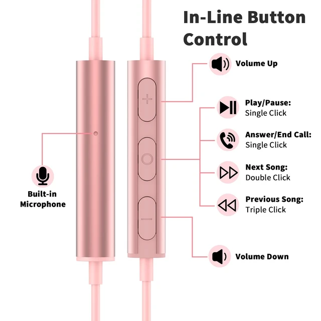 Alt view image 6 of 7 - USB C Headphones Wired Earbuds for iPhone 18 Pro Max 17 16 15,Pink for Samsung S26 S25 Ultra S24 Wired Headphones,Corded USB Type C Earphone with Microphone&Remote for iPad 10 11th Pixel 10a 9