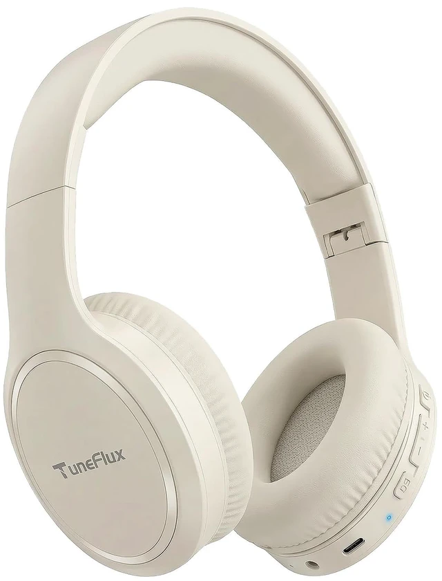 Main image of Bluetooth Headphones, 70H Playtime, Over-Ear, 3 EQ Modes-Beige Bluetooth 6.0, Foldable, Lightweight, Clear Call, HiFi Deep Bass Wireless Headphones for Home Office Travel