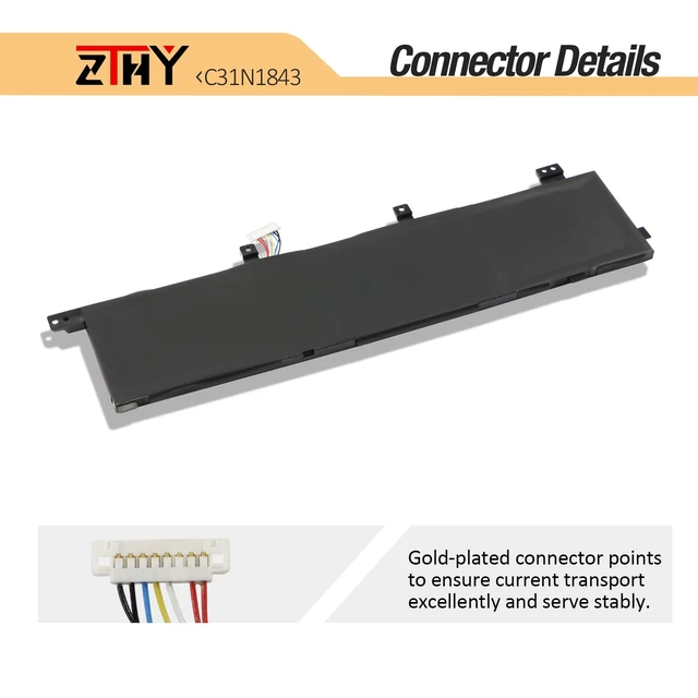 Alt view image 4 of 7 - C31N1843 Laptop Battery Replacement for ASUS VivoBook S14 S432FA S432FL Vivobook S15 S532 S532FA S532FL X432FA X432FL X432FLC X532FA X532FL X532FLC S432FA-EB008T S532FA-DH55 S532FA-DB55 42Wh