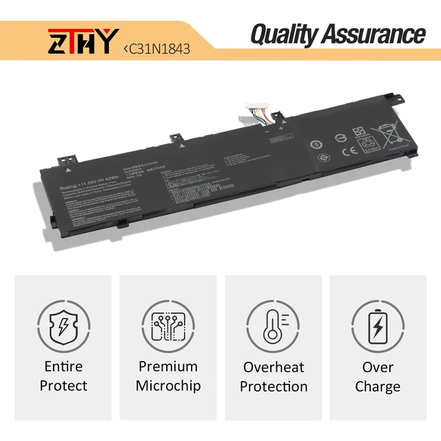 Alt view image 5 of 7 - C31N1843 Laptop Battery Replacement for ASUS VivoBook S14 S432FA S432FL Vivobook S15 S532 S532FA S532FL X432FA X432FL X432FLC X532FA X532FL X532FLC S432FA-EB008T S532FA-DH55 S532FA-DB55 42Wh