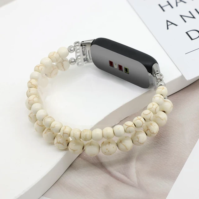 Alt view image 2 of 6 - Bracelets Compatible with Fitbit Inspire 3 Bands for Women Beaded Wristband Adjustable Gemstone Replacement Straps